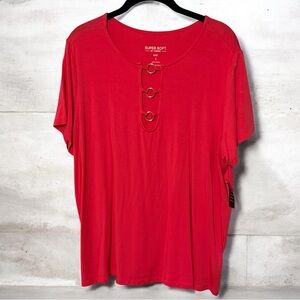 Torrid Pink Super Soft Knit Top With Silver Ring Detail